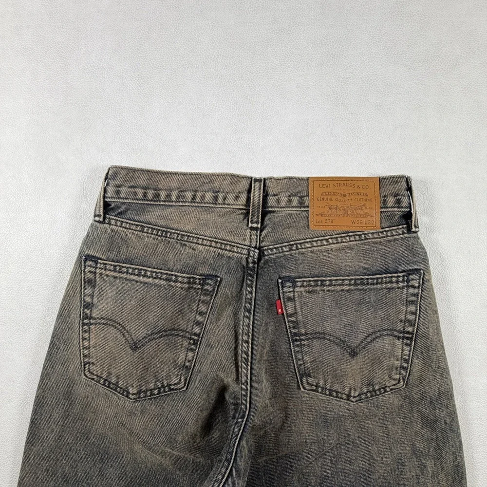 Levis Premium 578 Baggy Jeans Mens 29x32 Dirty Wash Black Loose Wide Leg
